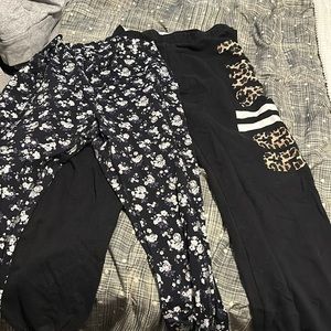 Pink leggings and sweats